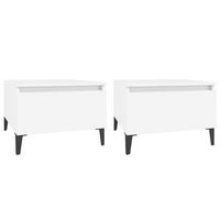 2 uds mesas auxiliares  mesita auxiliar  mesa de cafe madera contrachapada blanco 50x46x35 cm