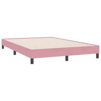 Cama Matrimonial | Cama Para Adultos | Estructura De Cama Sin Colchón Terciopelo Rosa 140x220 Cm