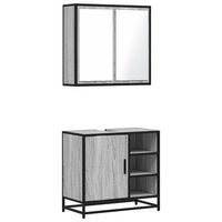 set de mueble de bano  armarios de bano 2 uds madera contrachapada gris sonoma