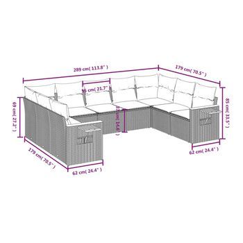 Conjunto De Sofás De Jardín (incluye Cojines, Set De 9 Piezas)