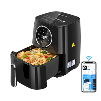 Aigostar  Odin Smart - freidora de aire, 1400W, inteligente con wifi, capacidad de 4.5L freidora sin aceite, 7 botones de menú y diseño DIY, completamente libre de BPA, negro.