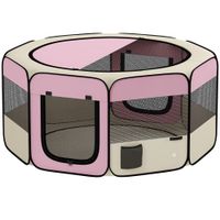 pawhut parque plegable para perros y gatos corralito portatil para animales pequenos impermeable de tela oxford o120x58cm rosa