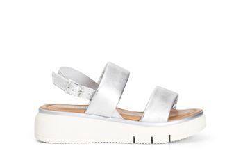 sandalias doble banda efecto laminado silver 38