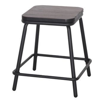 Taburete Bajo De Metal Y Madera Ritual 40x45x40