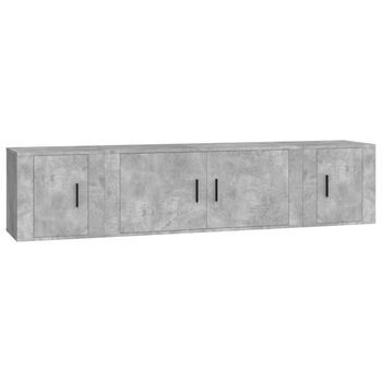 Set De Muebles De Tv 3 Pzas Madera Contrachapada Gris Hormigón Vidaxl