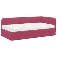 estructura de cama en esquina rojo vino 90 x 200 cm terciopelo