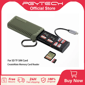 PGYTECH CreateMate Lector de tarjetas de memoria de alta velocidad USB 3.1 Tipo-C Adaptador SD / TF Transferencia de datos de doble ranura Lector de tarjetas de memoria Herramienta
