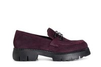 mocasin de mujer en ante con bocado bordeaux