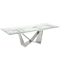 mesa comedor extensible cristal templado cromado 160x90x75
