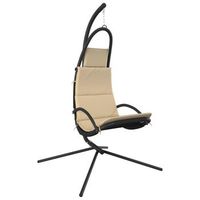 silla colgante de jardin  silla de exterior  sillon con cojin acero y tela oxford crema
