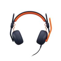 auriculares logitech con cable microfono omnidireccional y aislamiento acustico azul-naranja