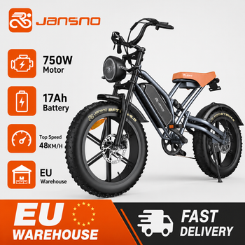 Bicicleta Eléctrica JANSNO X50 con Llantas Anchas, Batería Extraíble de 48V 17AH, 750W, 20×4, Todoterreno, de Montaña, 21 Velocidades, para Adultos