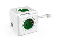 adaptador y enchufe multiple verde 4 tomas  2 usb alargo 15m