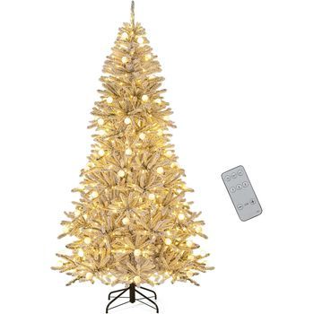 Árbol De Navidad Nevado, Costway Arbol De Navidad Con 350 Luces Led Incorporadas (905 Ramas - 210cm)
