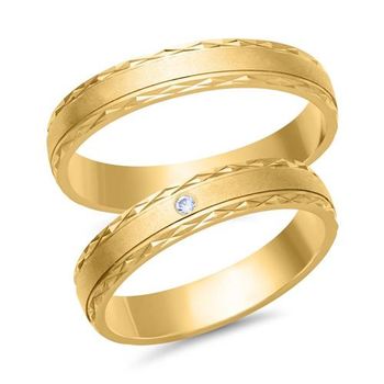 Alianzas 14 quilates oro amarillo con diamante
