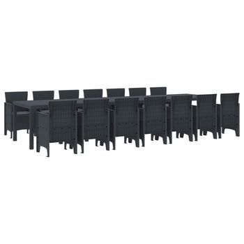 Conjunto De Comedor De Jardín Con Cojines 15 Pcs Antracita Pp Vidaxl