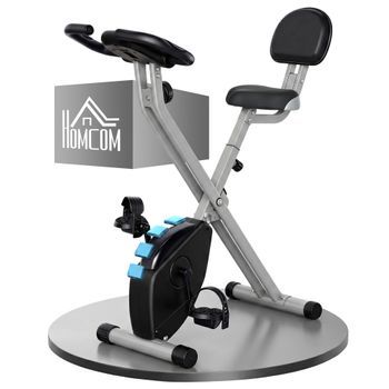 Bicicleta Estática Rolipo Plegable Con Respaldo, 8 Niveles De Resistencia Magnética, Pantalla Lcd Y Pulsómetro