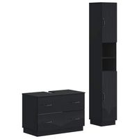 juego de gabinete de bano de 2 piezas hoorn negro vidaxl