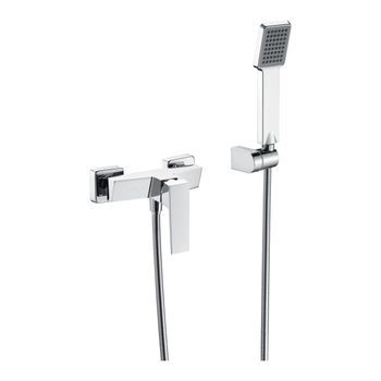 Set De Ducha Cromado En Latón Y Zama Con Tubo Metálico De 180 Cm Y Soporte Abs