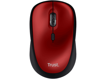 Ratón inalámbrico - Trust Yvi+, RF Wireless, 1600 dpi, 83% de plástico reciclado, Rojo