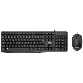 Nilox Combo de Teclado y Ratón con Cable Negro QWERTY Español