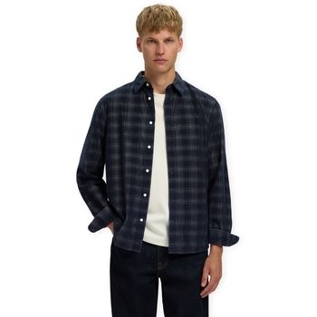 Selected Camisa manga larga RegClaus Cord Shirt - Sky Captain/Egret para hombre