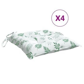 Cojines De Silla 4 Unidades Tela Oxford Estampado Hojas 50x50x7 Cm