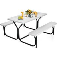 mueble para exterior con estructura metalica y resistente a todo clima costway 137 x 150 x 72 cm blanco