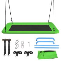 costway set columpio con cuerdas regulables para ninos estructura en acero impermeable para interior exterior portico patio verde 150 x 80 cm