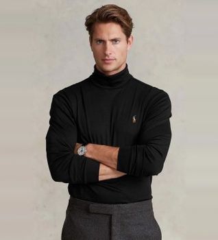 Polo Ralph Lauren para hombre. 710760126001 Camiseta basica negro (S), Casual, Algodón, Manga larga