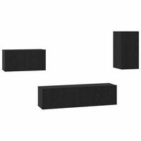 conjunto de mueble de tv 4 piezas roble negro 305 x 30 x 60 cm
