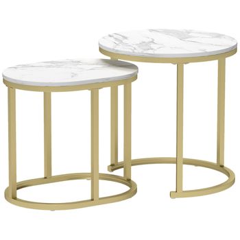 Conjunto blanco de mesas de centro de mdf apilables 60x36x43,5 cm