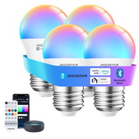 aigostar mesh- bombilla inteligente bluetooth mesh g45 2700k-6500k y rgb regulable e27 65w 555lm bombilla led inteligente compatible con alexa y google home incluye mando a distancia 4uds