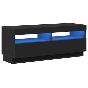 Mueble Tv | Mueble De Salón | Armario Tv Con Luces Led Negro 100x35x40 Cm