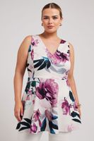 yours london top rosa palido floral peplum sin mangas mujer curvy y tallas grandes yours london