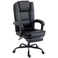 homcom silla de oficina ergonomica sillon de oficina reclinable en pu con reposapies retractil altura ajustable negro