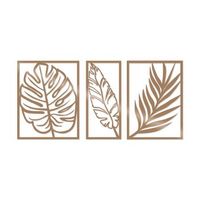 decoracion pared de metal hoja 2 cobre 80x38 cm