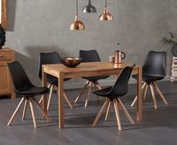 oxford 120cm solid oak dining table with oscar faux leather round leg chairs