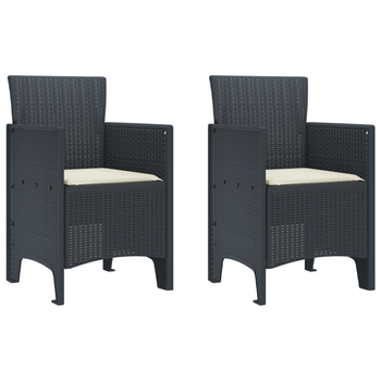 Sillas De Jardín Con Cojines 2 Uds Antracita Rattan Plástico Cfw878741
