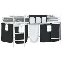 cama litera para ninos con cortinas liso y negro 90 x 200 cm vidaxl