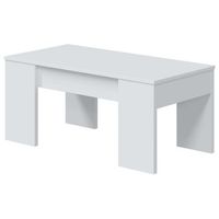mesa de centro con tapa elevable y espacio de almacenamiento color blanco brillo 100 x 45 x 50 cm altura regulable de 45 a 56 cm