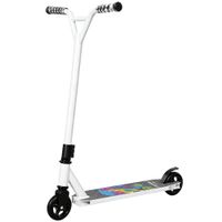 sportnow scooter acrobatico para trucos con plataforma de aluminio rodamientos abec-7 ruedas 100 mm manillar 360 blanco