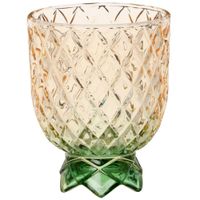 copa con forma de pina de cristal amarillo y verde