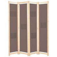 biombo divisor de 4 paneles de tela marron 160x170x4 cm vidaxl