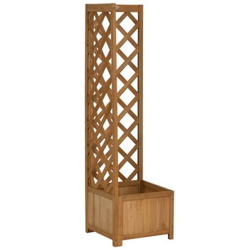 Jardinera con enrejado 40x40x145 cm madera natural