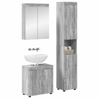 Juego De Muebles De Baño | Armario De Baño Tulum 3 Piezas Gris Sonoma