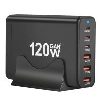 gan tech cargador usb pd de 120w con 6 puertos 3usb-a3usb-c estacion de carga rapida para escritorio con enchufe eu p