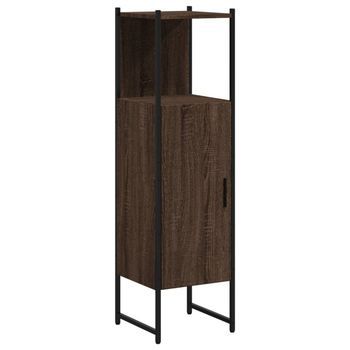 Armario De Baño Madera Ingeniería Marrón Roble 33x33x120,5 Cm Vidaxl