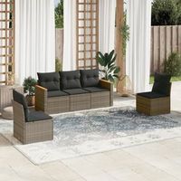 conjunto de sofas jardin con cojines 5 uds  mueble jardin mesa y sillas ratan sintetico gris cfw921342