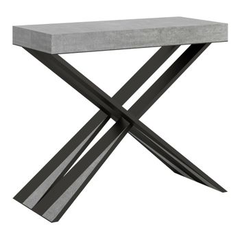 Consola extensible 90x40/300 cm efecto madera gris cemento y hierro